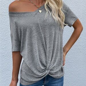 NWOT Shein Gray Drop Shoulder Top